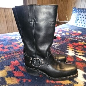 HARLEY-DAVIDSON Pull On Leather Harness Motorcycle Boots - Size 7